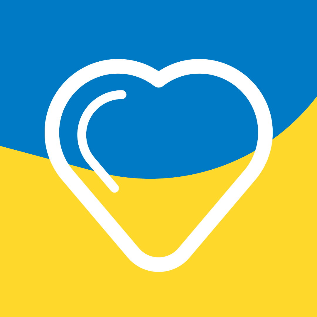 Illustration med Ukrainska färger, samt ett hjärta